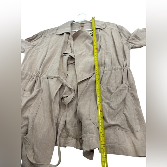 NEW! Easel Linen Blend Utility Belted Lightweight Coat Camel Blush Pink Small - Picture 11 of 11